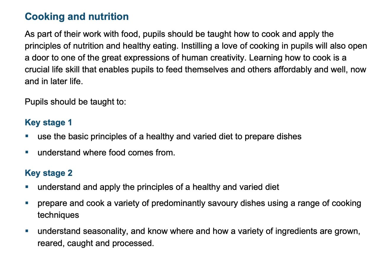 Cooking part of DT curriculum Cooking part of DT curriculum