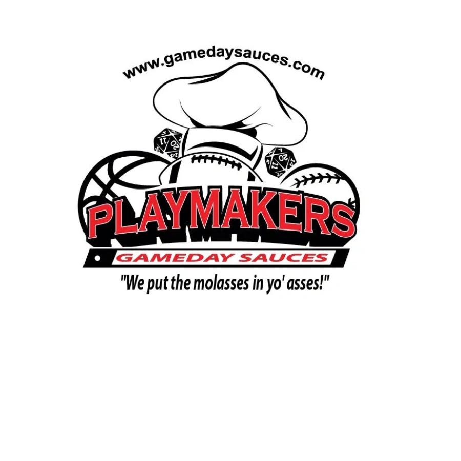 Playmakers Gameday Sauces logo with sports and chef theme.