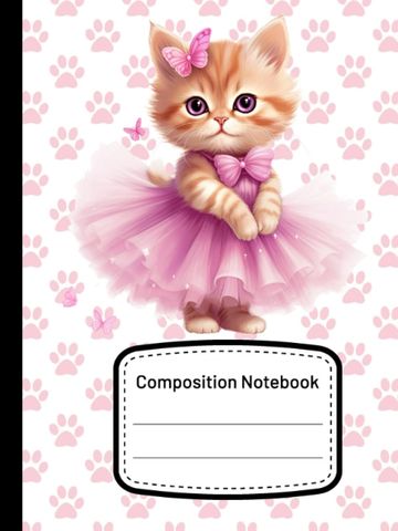 composition notebook kitten in pink dress the reading squirrel