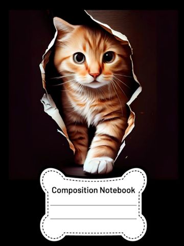 composition notebook, ginger kitten the reading squirrel