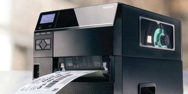 Toshiba thermal transfer printer printing GFS labels.