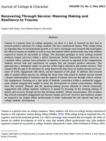 Trauma Informed Community Engagement Article by Angela Clark-Taylor.