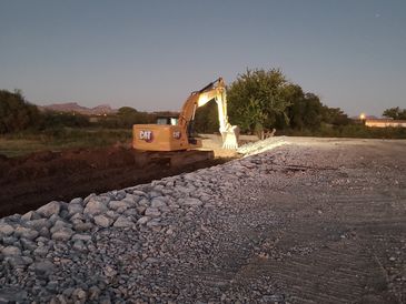 Hexavator is working in the lake