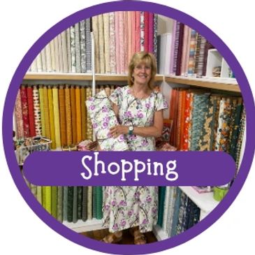 Shopping for quilt fabric.