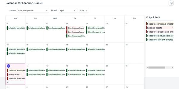 Planex360: Calendar overview.