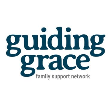 Logo of Guiding Grace family support network with bold blue text.