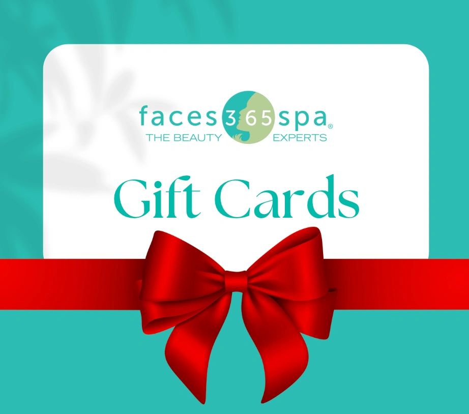 Gift card for facials, treatments or skincare products at Faces365 Spa in Roseville, CA
