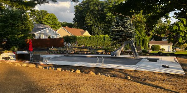 Pool landscaping with hydroseed