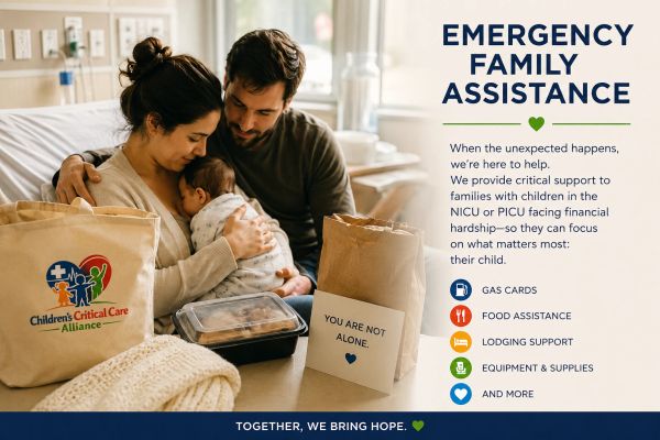 Emergency family assistance for families with children in NICU or PICU.