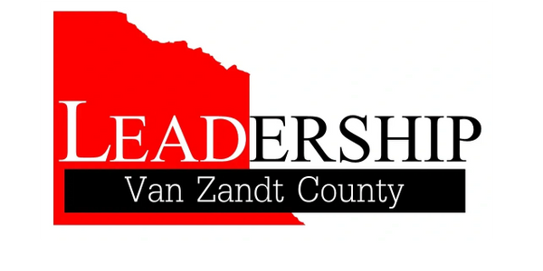 Logo of Leadership Van Zandt County with a red map outline.