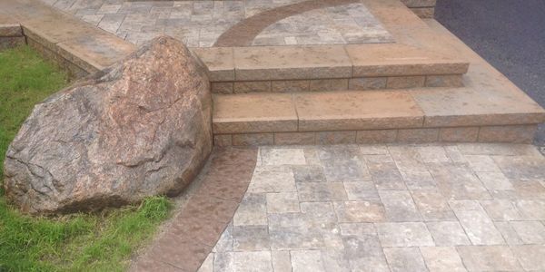 stone steps natural rock stone colour banding Tough Oaks Landscaping Co Contractor Barrie Landscaper