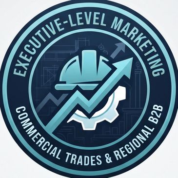 Executive-level marketing badge with upward arrow and gear.