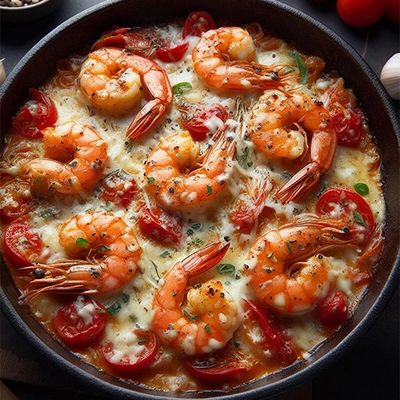 Mozzarella and Tomato Broiled Shrimp