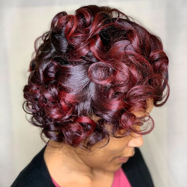 Salon Guest has Custom Rich Red Hair Color and  our Lo-Lye Mild Relaxer 