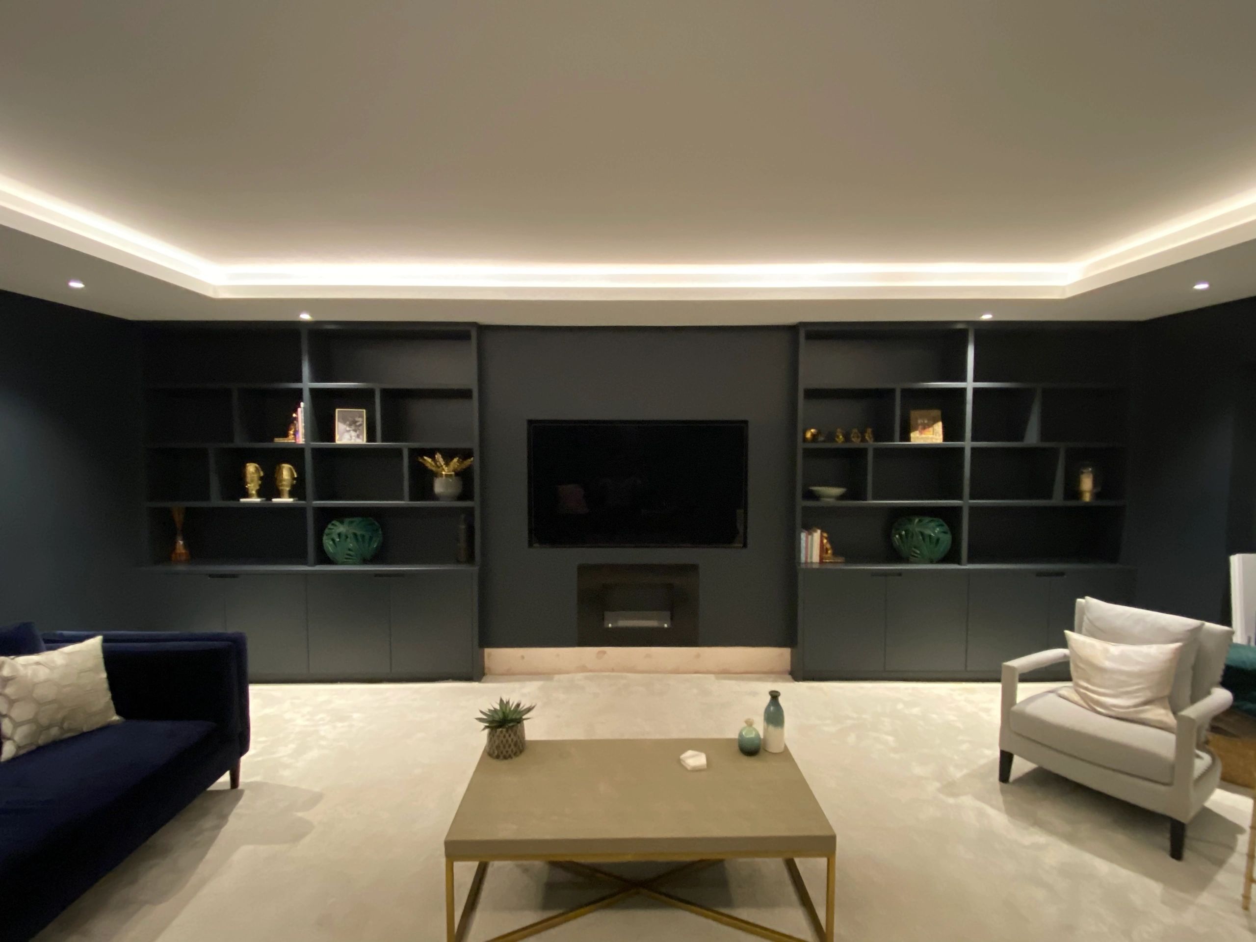 Display cabinet alcove units cabinets sprayed