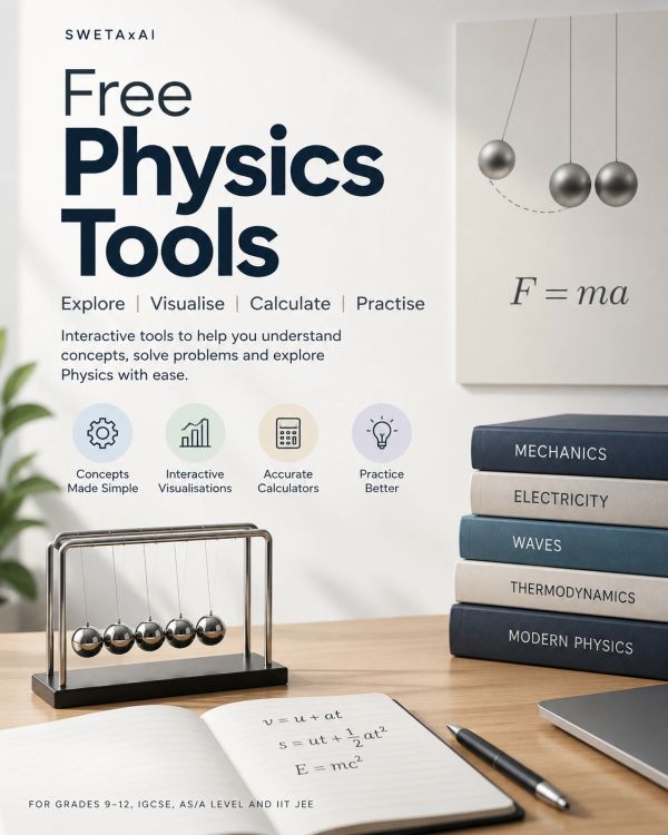 Free Physics Tools for grades 9-12 with interactive learning features.