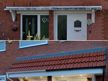 New canopy built above the front door of these two properties.