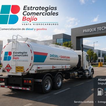 Camión cisterna de diésel y gasolina frente a un parque tecnológico.