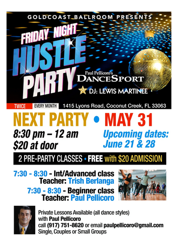 Friday, May 31st, 2024
Free Lessons start at 7:30pm
Separate classes for Beginners & Intermediate/Ad