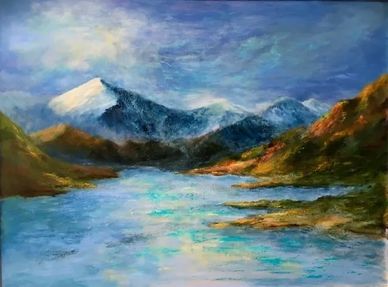 Original Painting by Aniela Jones  Spectacular Scottish mountains and loch
near Glen Coe