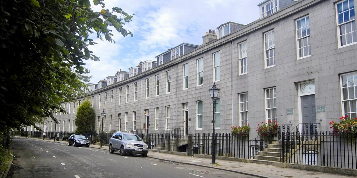 Traditional granite terraced street in Aberdeen West End property market