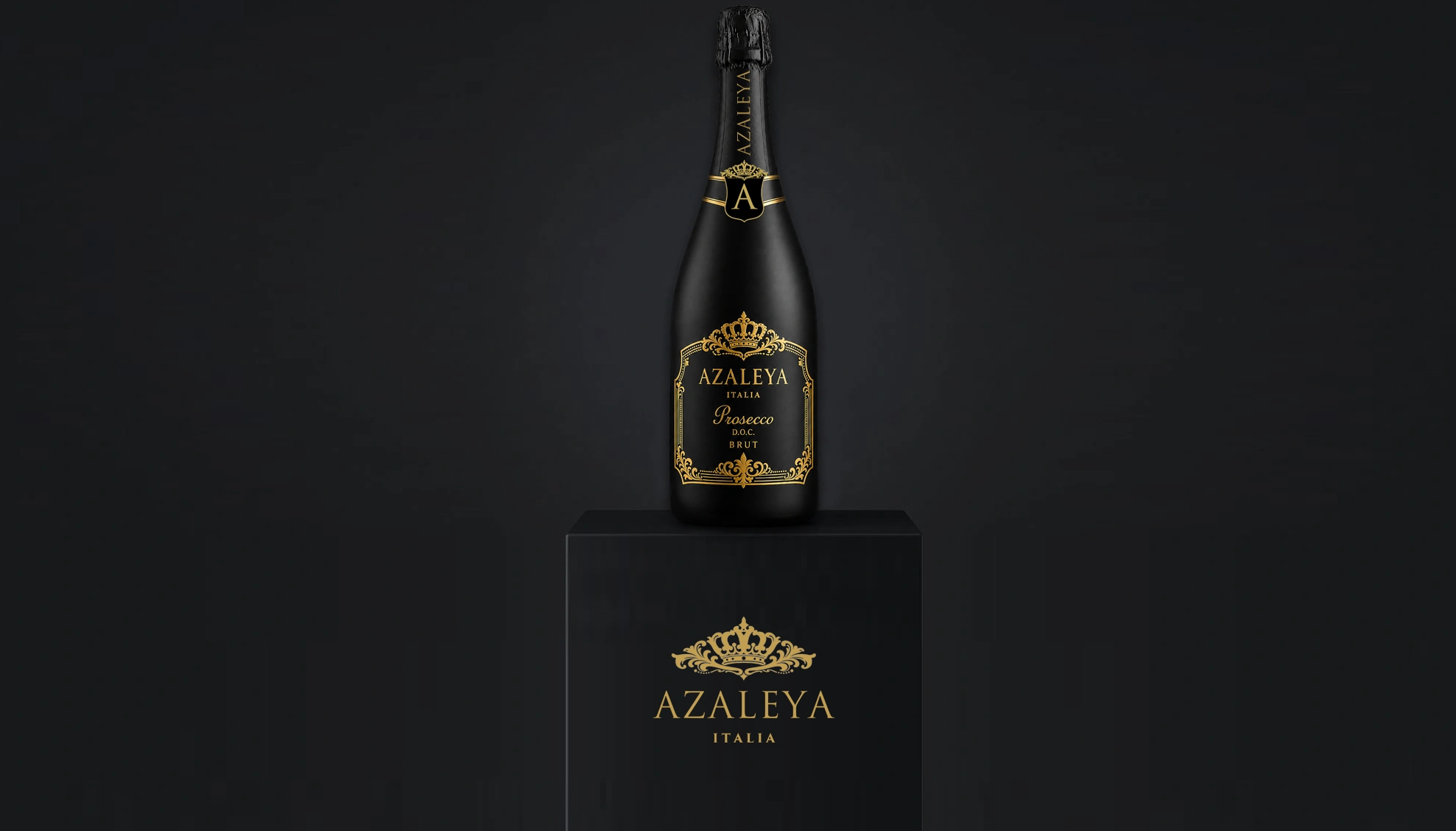 Azaleya Italia Prosecco bottle with gold detailing.