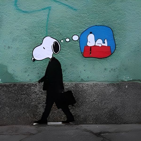 Street art of Snoopy businessman
