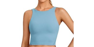CRZ YOGA Womens Butterluxe High Neck Longline Sports Bra