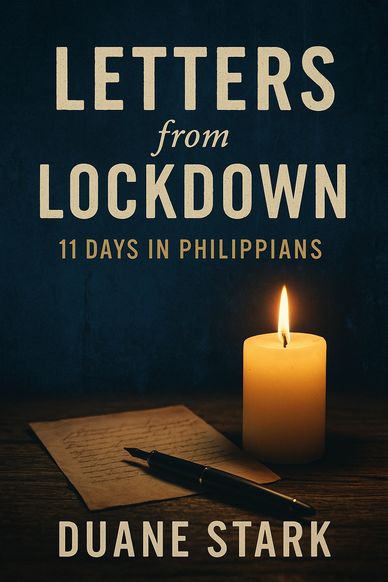 Book cover titled Letters from Lockdown with a candle, pen, and paper.