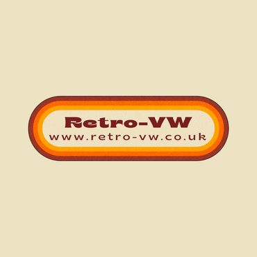 Retro-VW logo with vintage color scheme and website URL.