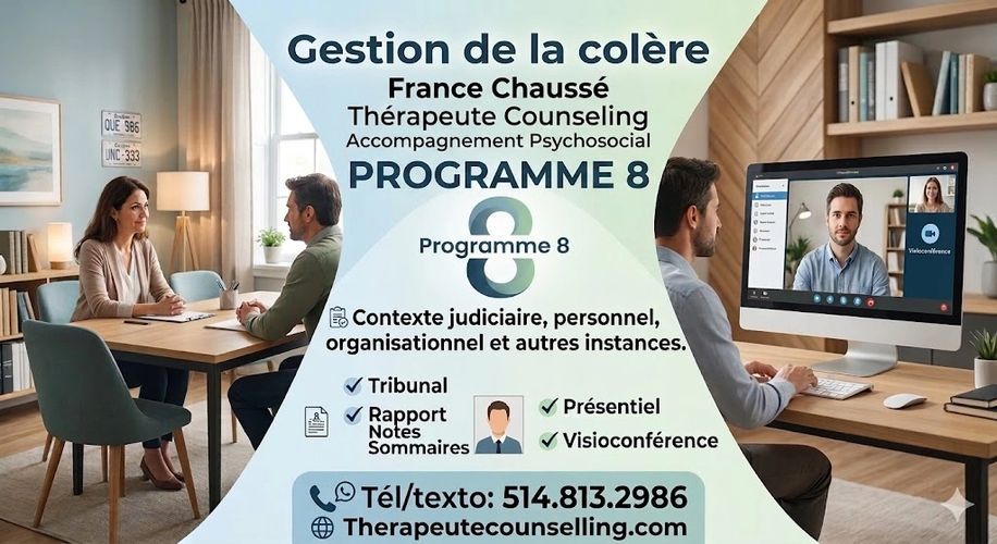 Programme 8 - Gestion de la colère. Dans un contexte judiciaire, personnel, ... France Chaussé. 