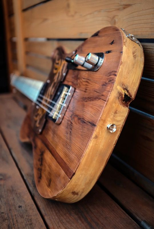 Reclaimed wood guitar body outlet