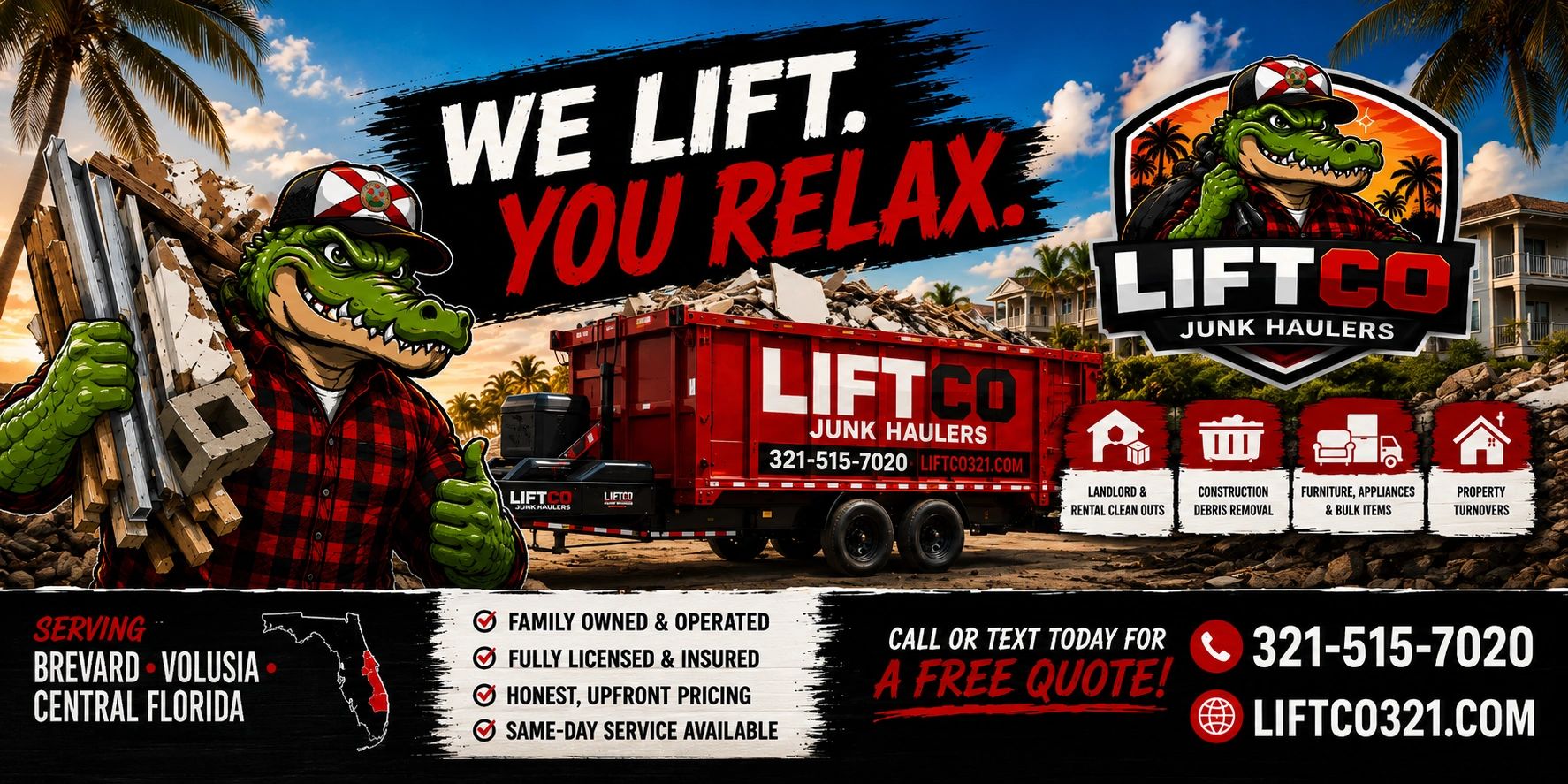 LiftCo Junk Haulers offers reliable junk removal services in Central Florida with honest pricing and same-day service.
