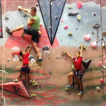 family rock climbing