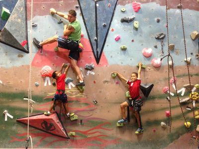 Youth group climbing