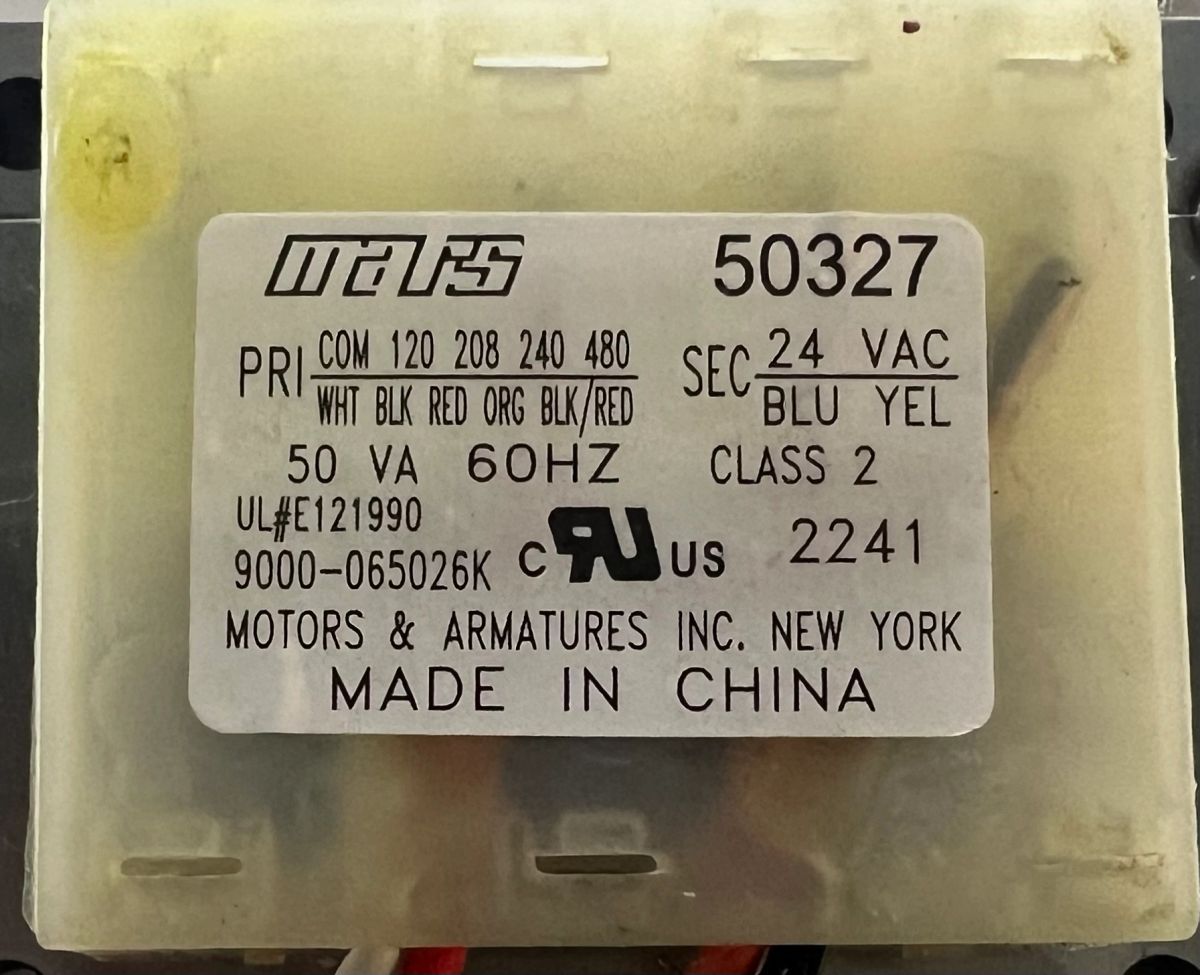 Mars Control Furnace Transformer NEMA Class II 50VA 50327 50VA 120/208 ...