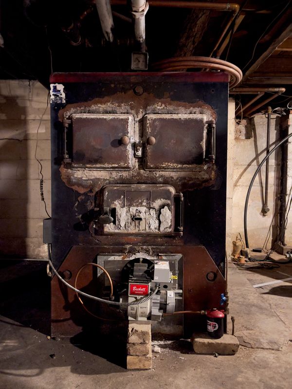 The furnace that currently heats Olney Antique Village.