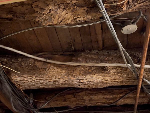 The original rafters currently supporting Olney Antique Village.