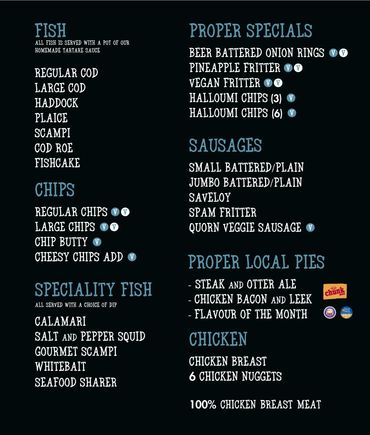 fish and chips menu