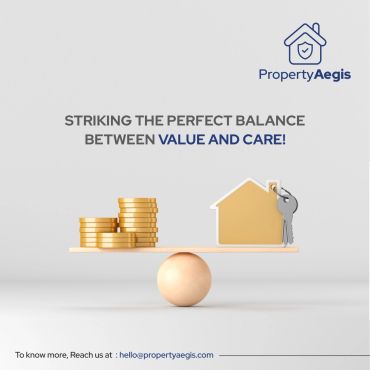 Balance scale with coins and a house figurine representing value and care.