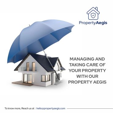 House protected by a large blue umbrella for property care.