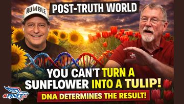 Two men with the title, Post-truth World: You Can't Turn a Sunflower into a Tulip!