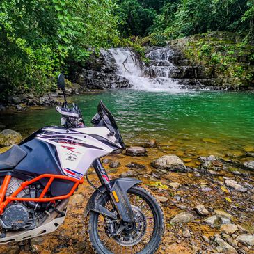 Motorcycle at the Waterfall