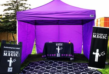 Vermont Close-Up Magic LLC entertainment tent for birthday parties and any large event.