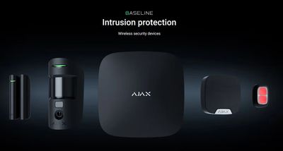 Ajax hub alarm system with motion detector and door contact