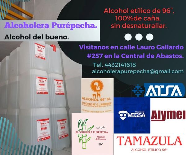 Marcas disponibles en alcoholera purepecha.