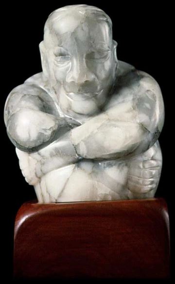 Carved from stunning translucent Italian Alabaster, "The Critic" sits upon a polished removable cher