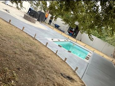Poolscape, patio, slab, concrete 