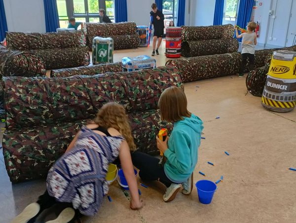 Kids playing with Nerf guns