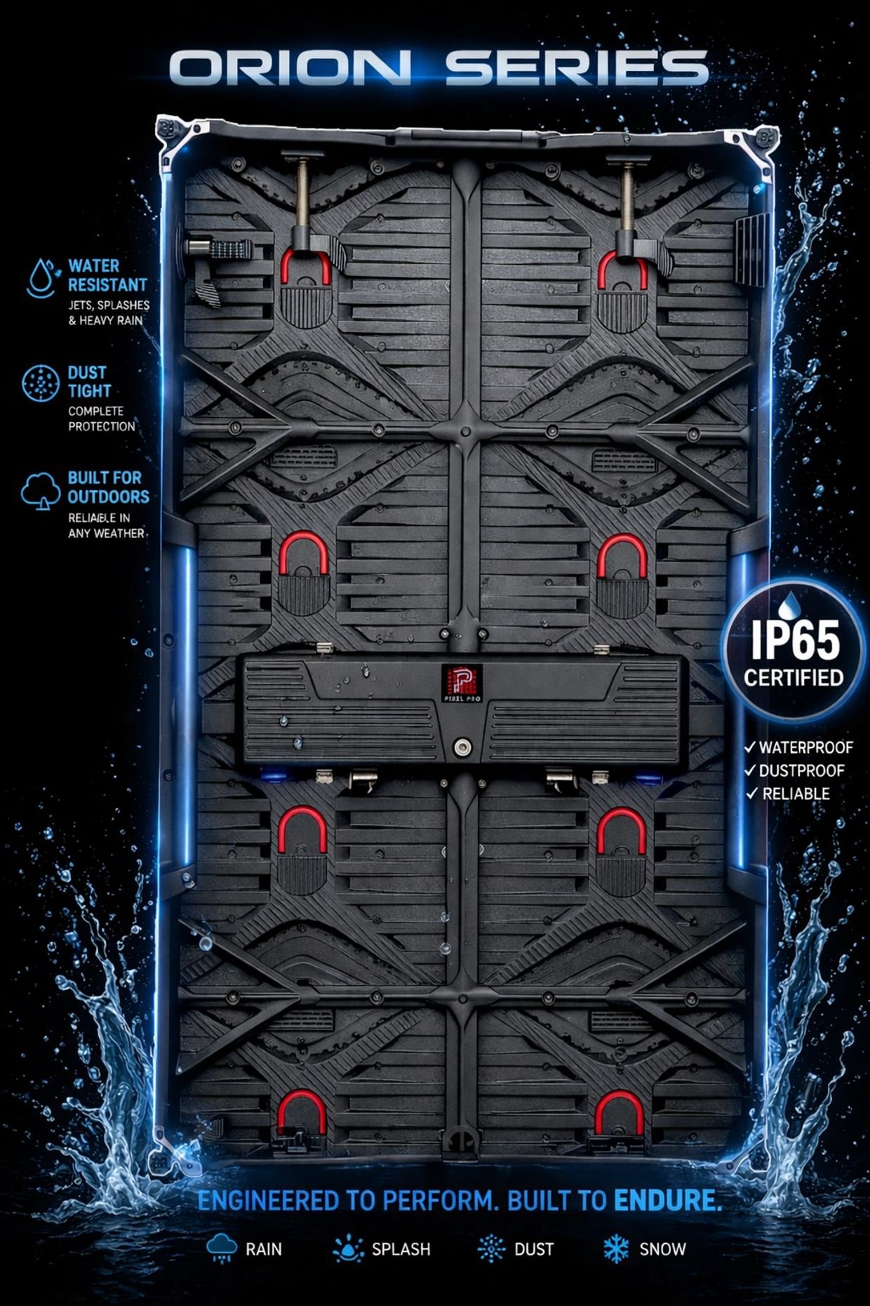 Orion Series device with IP65 certification for waterproof and dustproof durability.